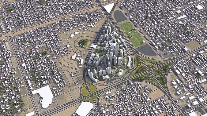 Riyadh - King Abdullah Financial District Low-poly 3D model 2