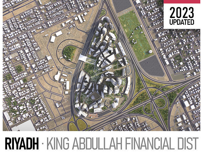 Riyadh - King Abdullah Financial District Low-poly 3D model