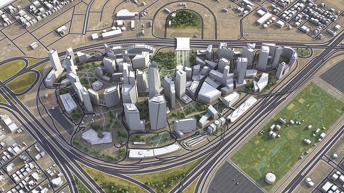 Riyadh - King Abdullah Financial District Low-poly 3D model 7