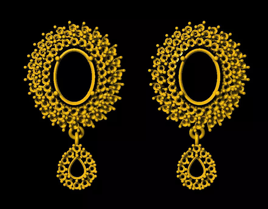 Earring pair of gold earrings 3D print model_0