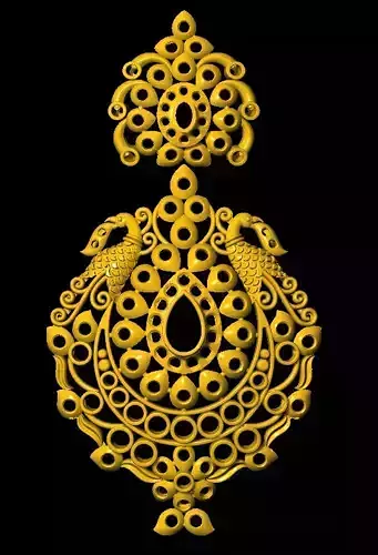 Earring ornate gold pendant
