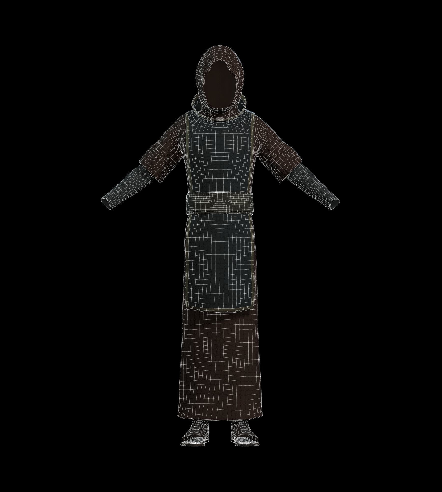 Fantasy Acolyte - Fantasy Clothing Low-poly 3D model_11