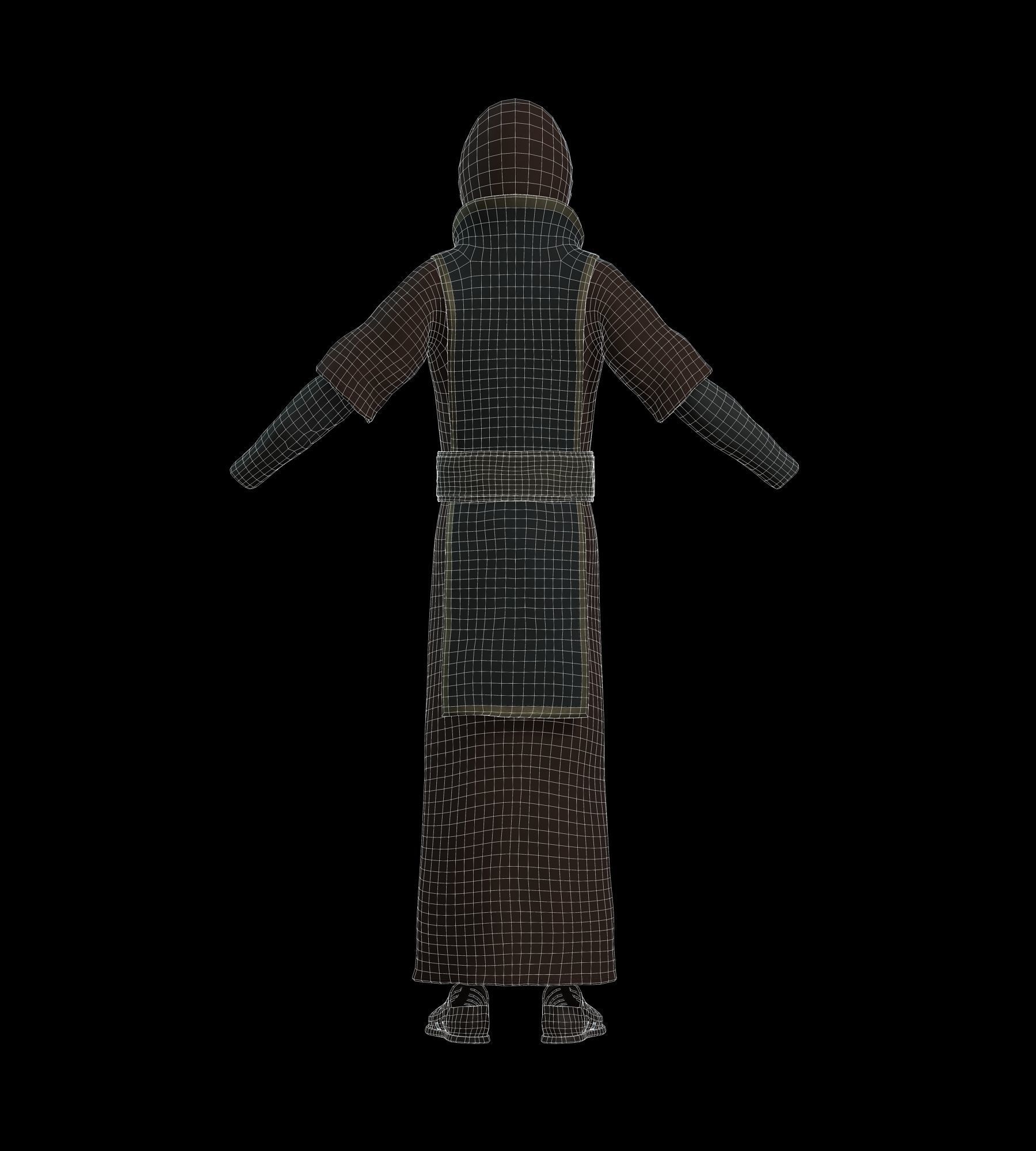 Fantasy Acolyte - Fantasy Clothing Low-poly 3D model_12