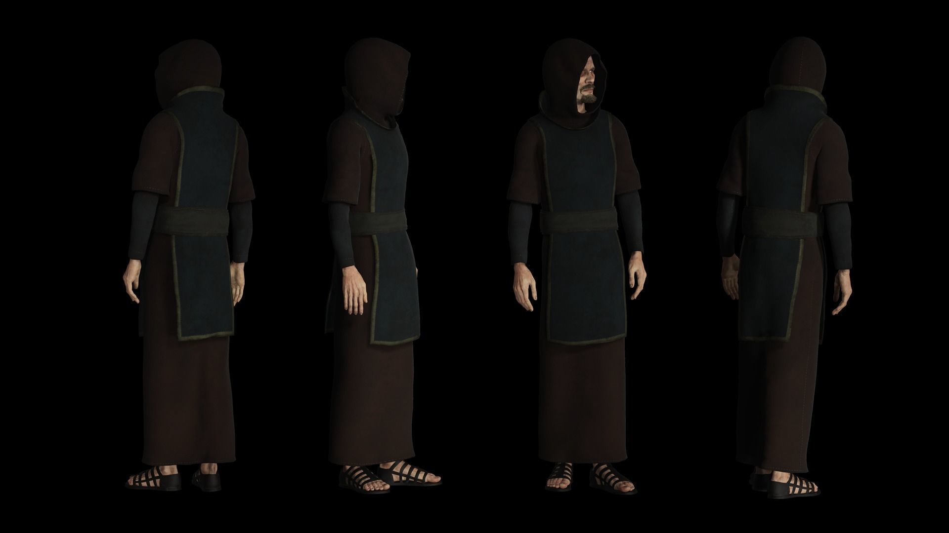 Fantasy Acolyte - Fantasy Clothing Low-poly 3D model_10