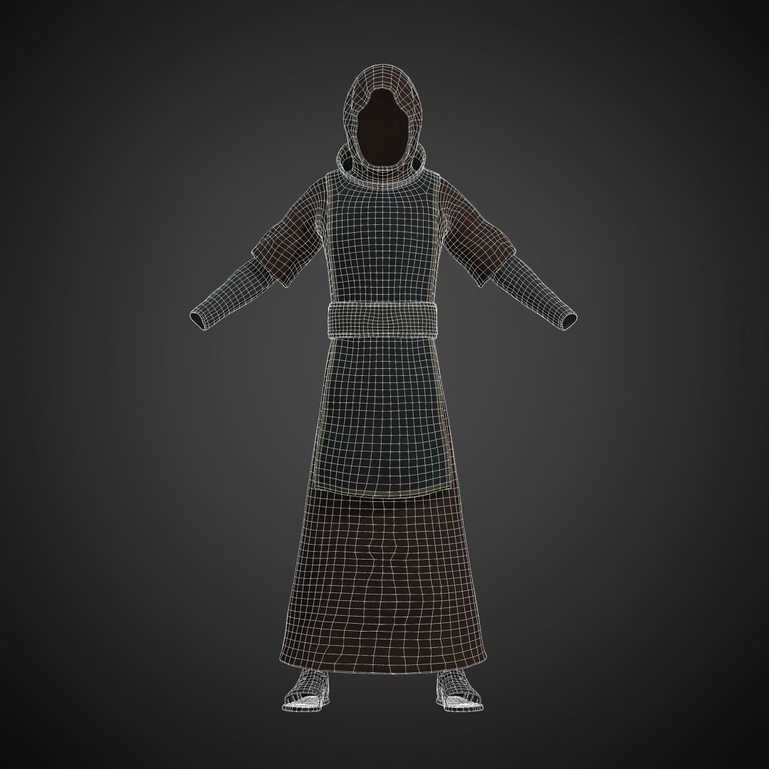 Fantasy Acolyte - Fantasy Clothing Low-poly 3D model_1