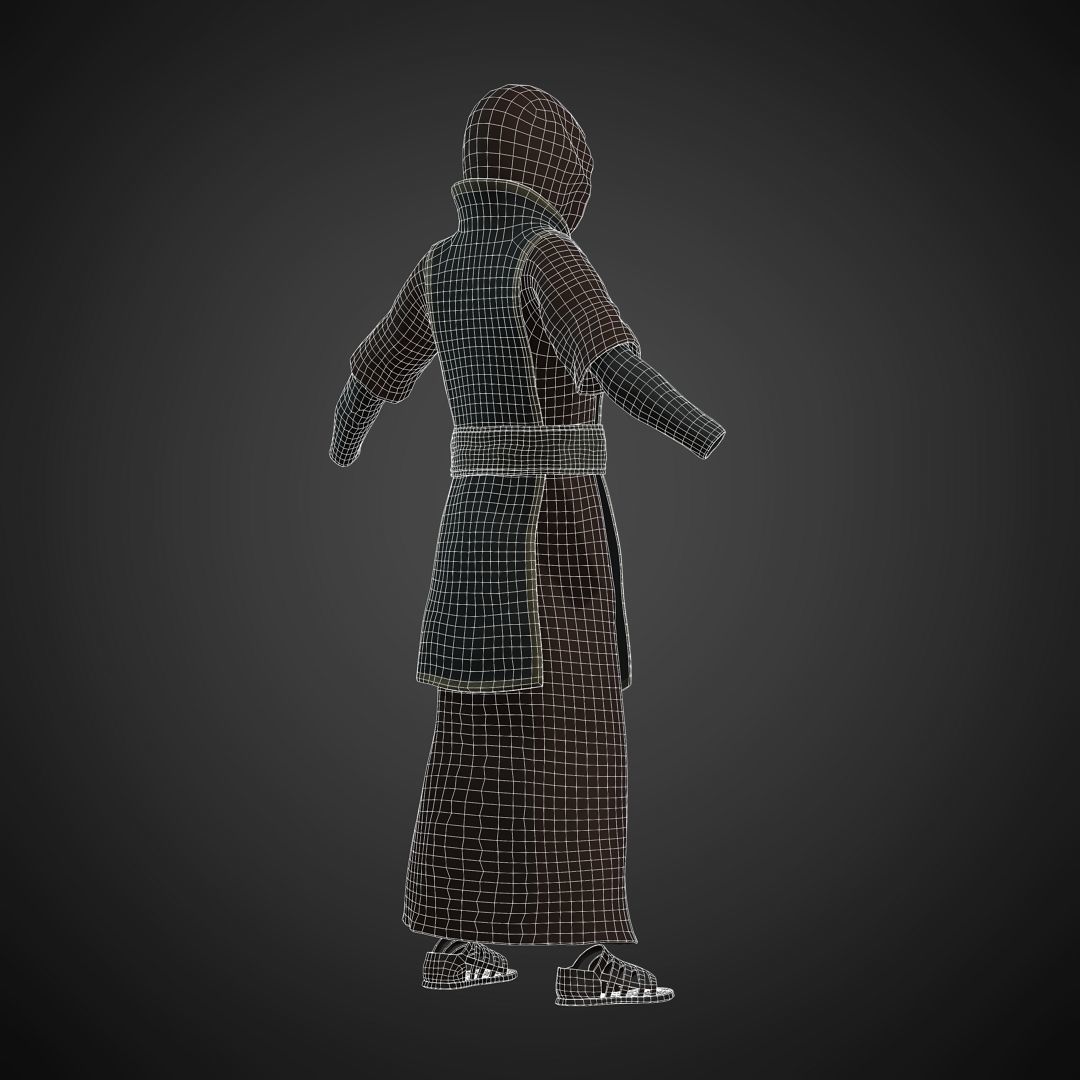 Fantasy Acolyte - Fantasy Clothing Low-poly 3D model_4