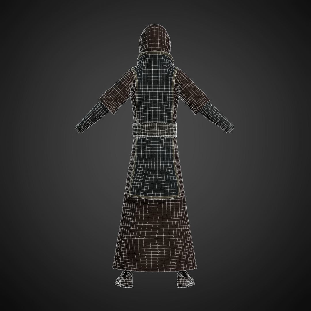 Fantasy Acolyte - Fantasy Clothing Low-poly 3D model_5