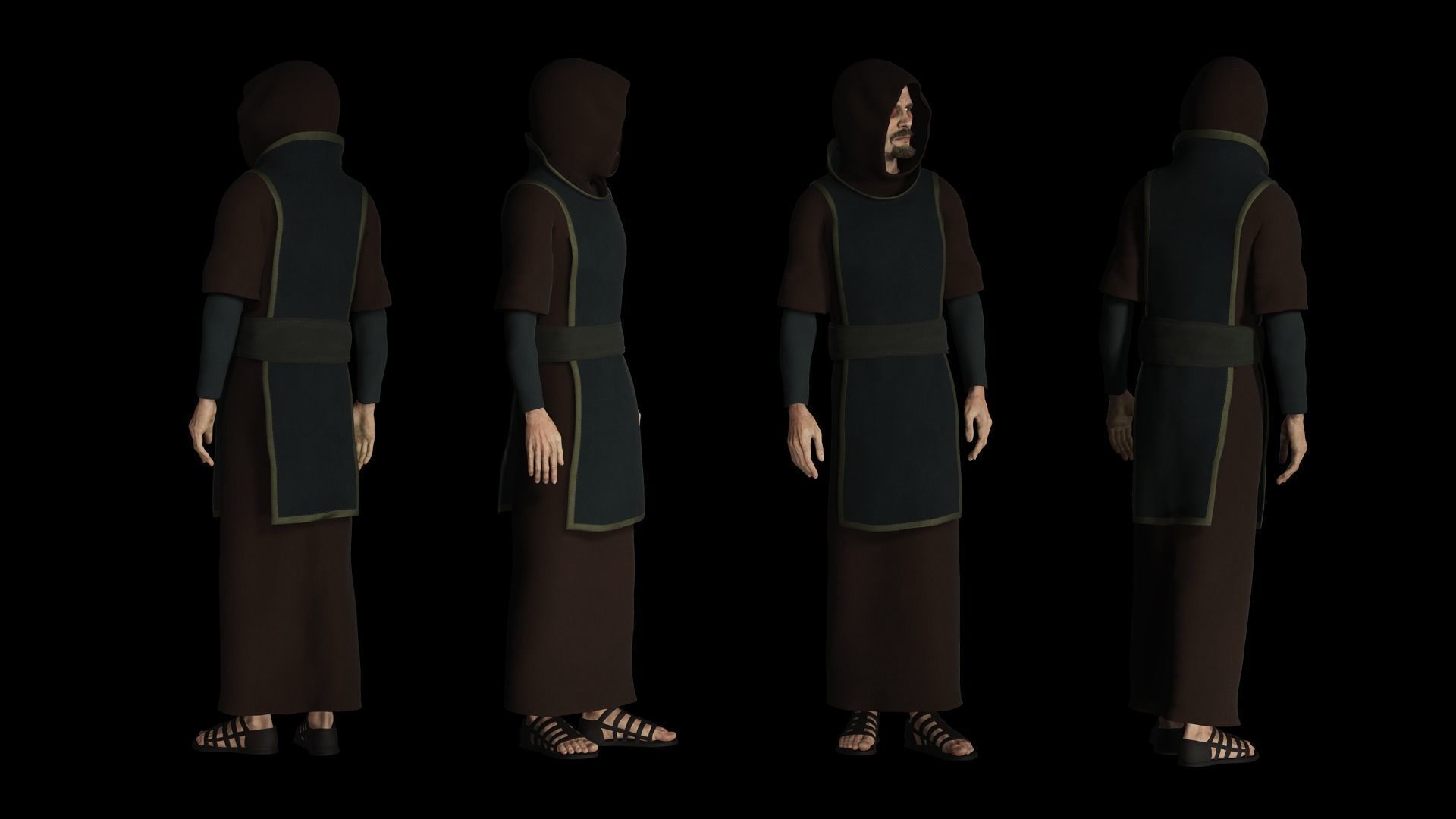 Fantasy Acolyte - Fantasy Clothing Low-poly 3D model_9