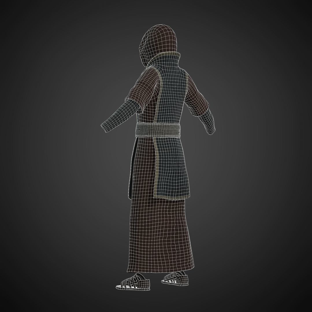 Fantasy Acolyte - Fantasy Clothing Low-poly 3D model_6