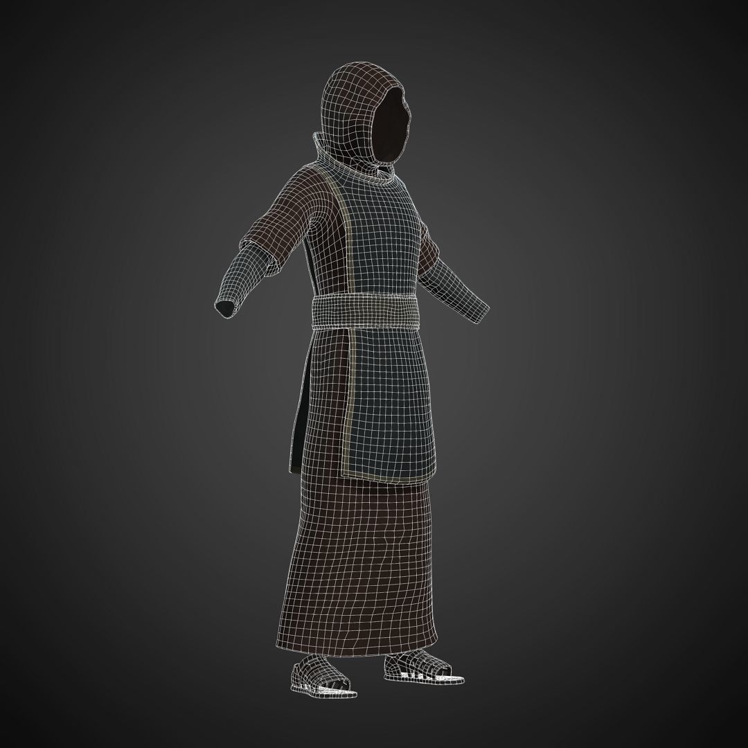 Fantasy Acolyte - Fantasy Clothing Low-poly 3D model_2