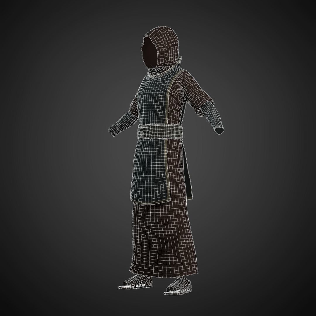 Fantasy Acolyte - Fantasy Clothing Low-poly 3D model_8