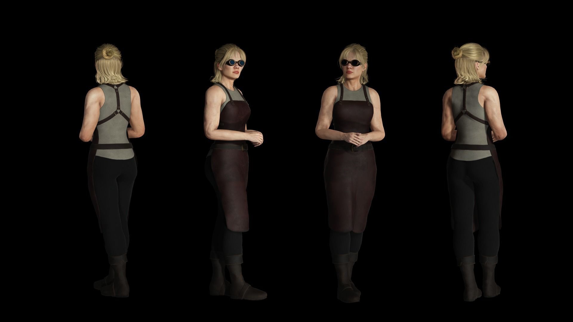 The Blacksmith Female - Fantasy Clothing Low-poly 3D model_9