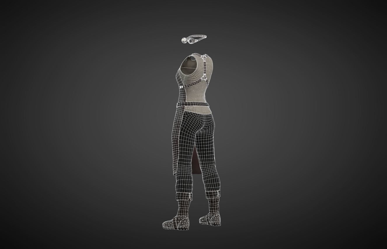 The Blacksmith Female - Fantasy Clothing Low-poly 3D model_6