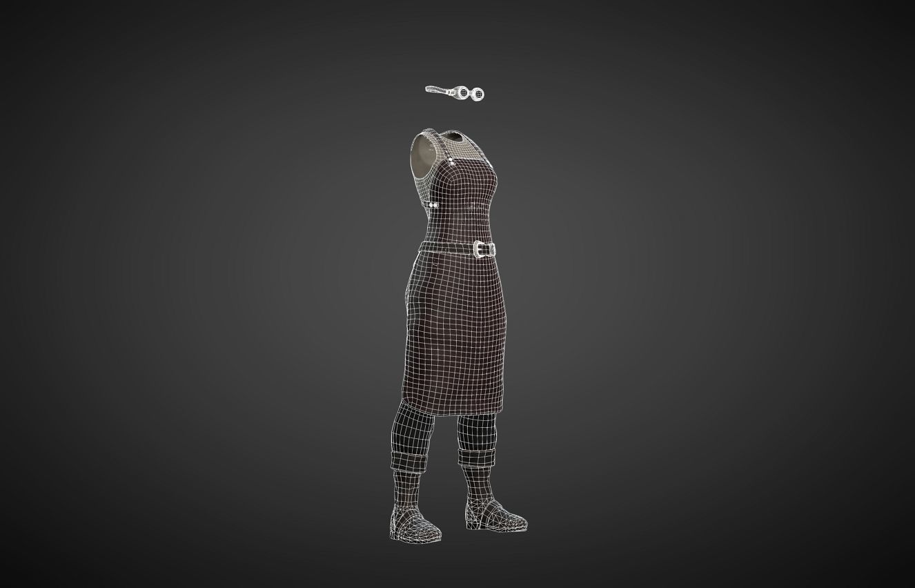 The Blacksmith Female - Fantasy Clothing Low-poly 3D model_2