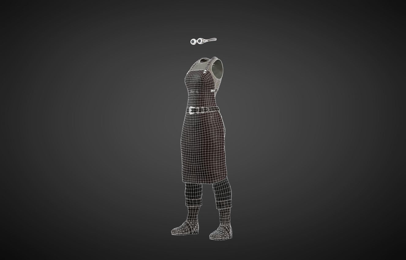 The Blacksmith Female - Fantasy Clothing Low-poly 3D model_8