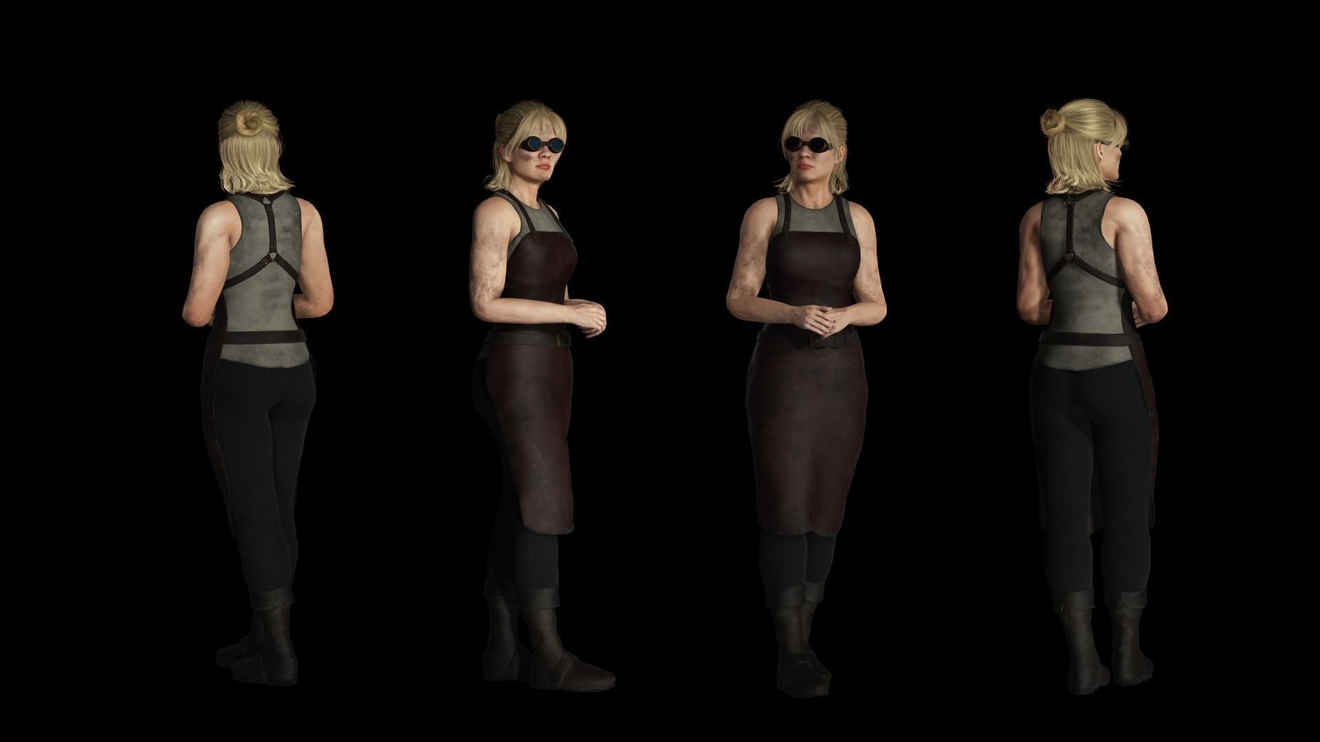 The Blacksmith Female - Fantasy Clothing Low-poly 3D model_10