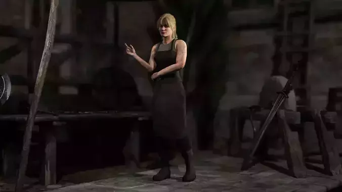The Blacksmith Female - Fantasy Clothing Low-poly 3D model