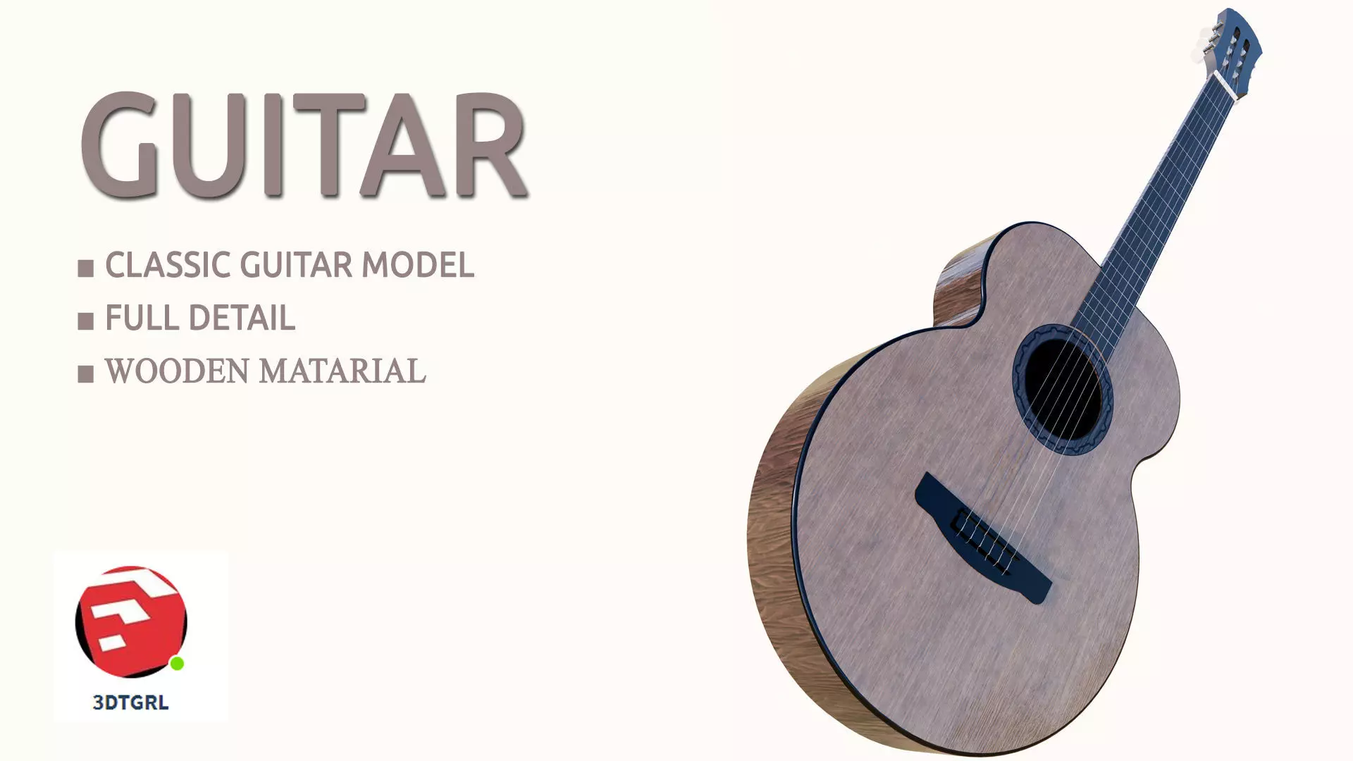 CLASSIC GUITAR Low-poly 3D model_0