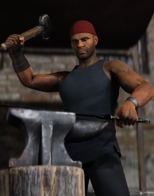 The Blacksmith Male - Fantasy Clothing Low-poly 3D model_13