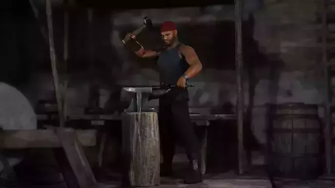 The Blacksmith Male - Fantasy Clothing Low-poly 3D model