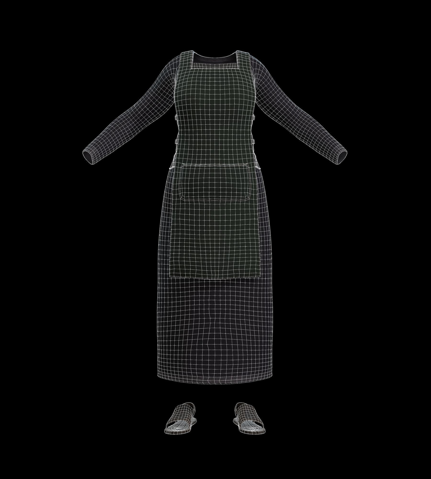 The Merchant Female - Fantasy Clothing Low-poly 3D model_11