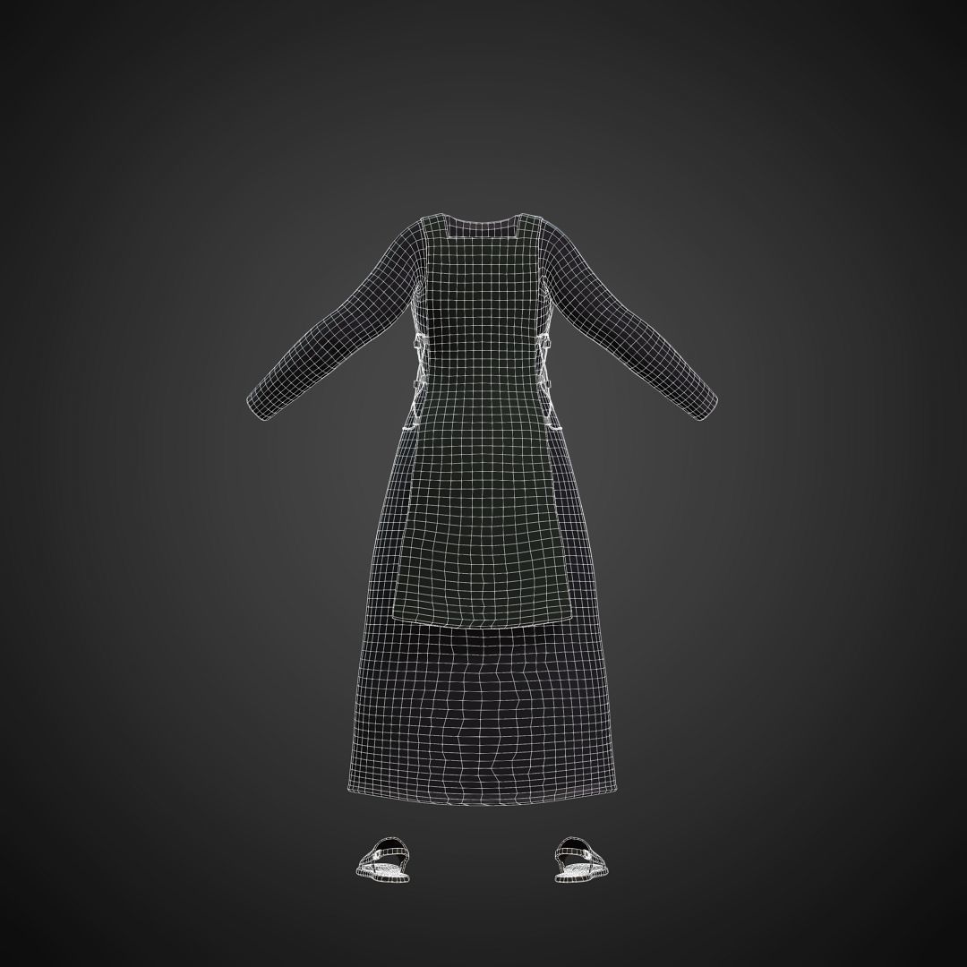The Merchant Female - Fantasy Clothing Low-poly 3D model_5