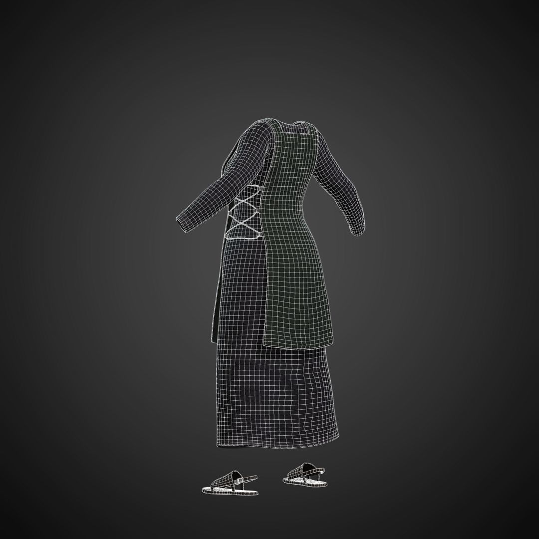 The Merchant Female - Fantasy Clothing Low-poly 3D model_6