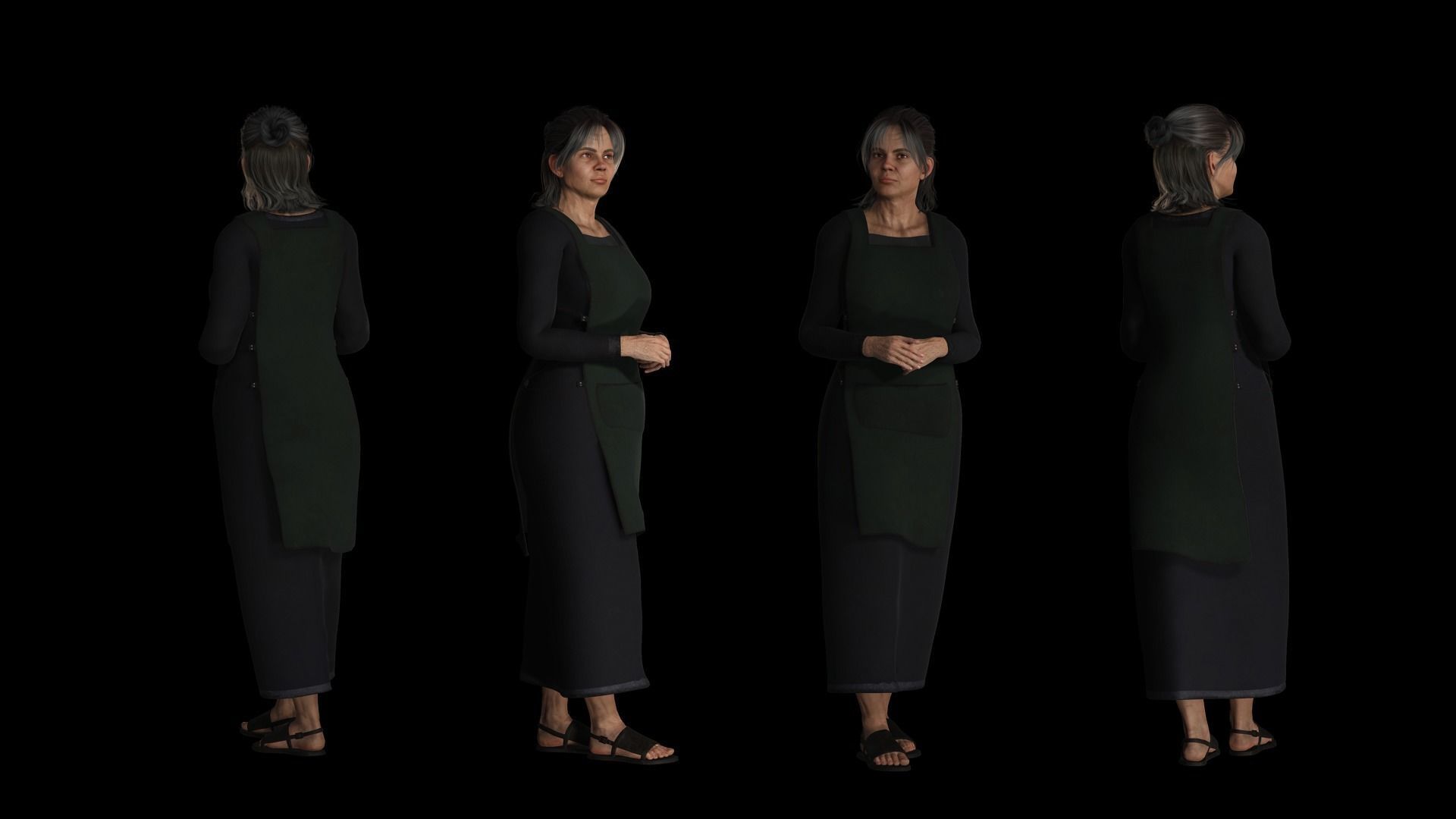 The Merchant Female - Fantasy Clothing Low-poly 3D model_10