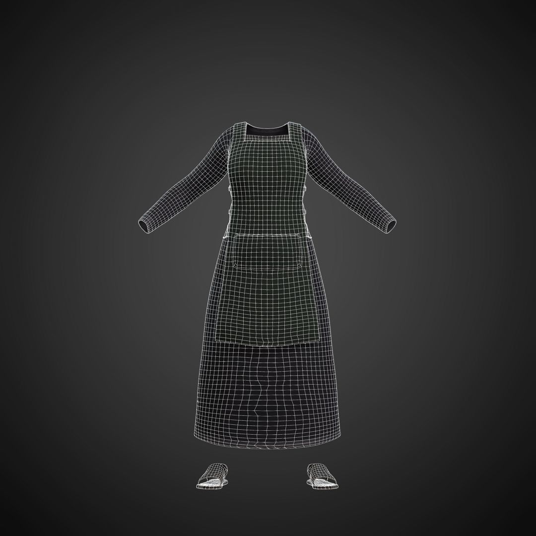 The Merchant Female - Fantasy Clothing Low-poly 3D model_1