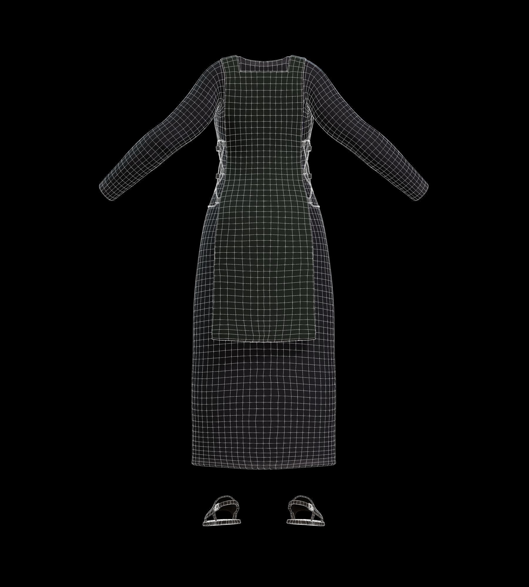 The Merchant Female - Fantasy Clothing Low-poly 3D model_12