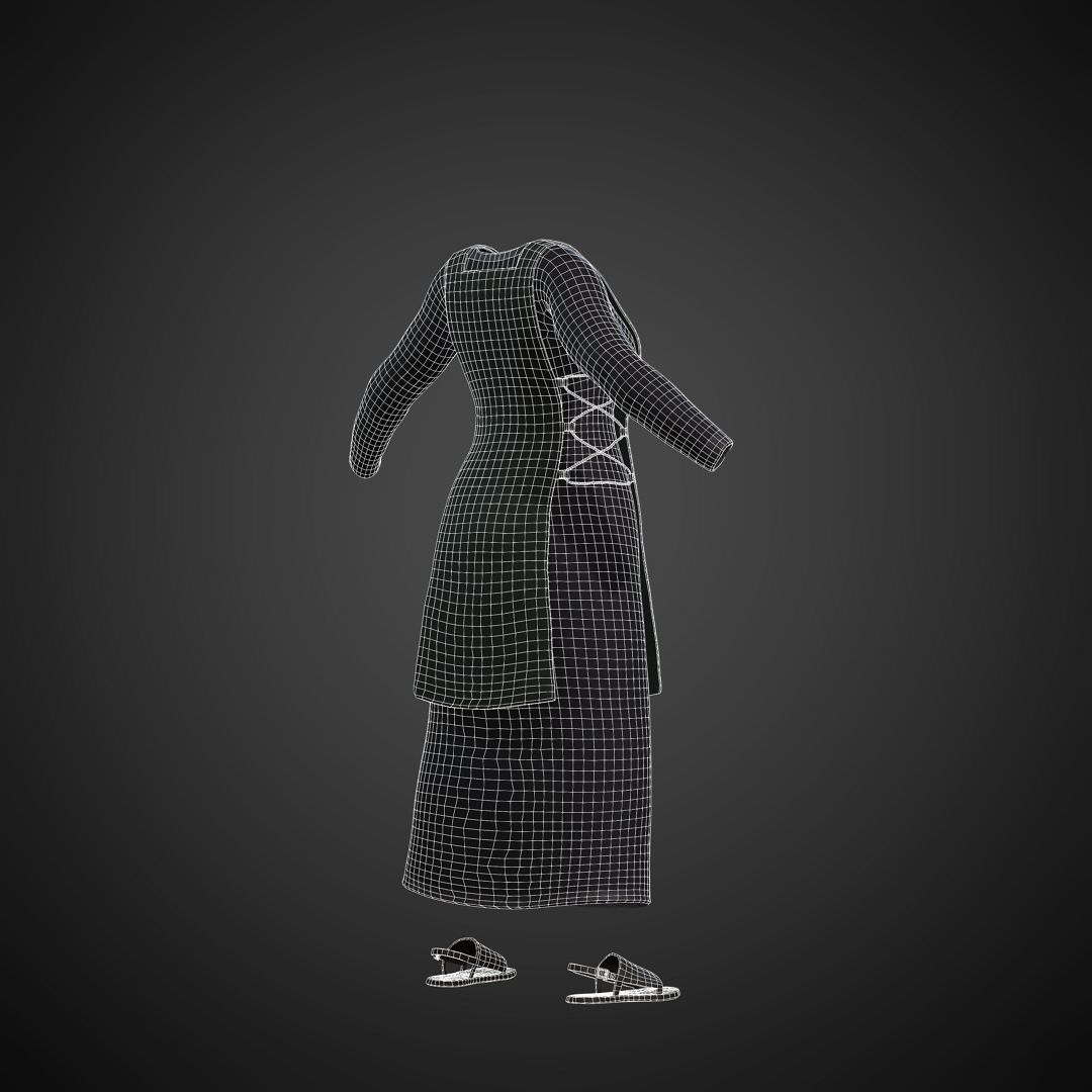 The Merchant Female - Fantasy Clothing Low-poly 3D model_4