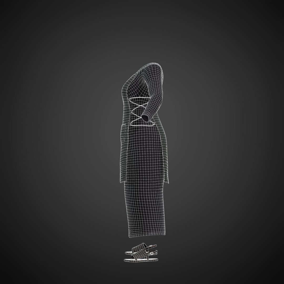 The Merchant Female - Fantasy Clothing Low-poly 3D model_7