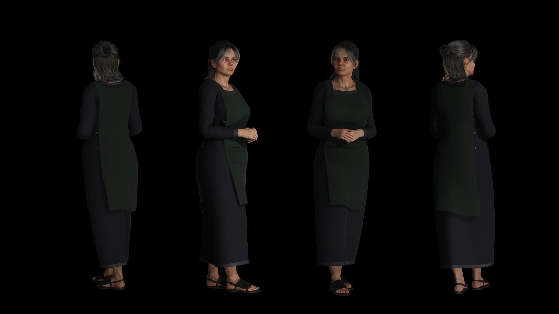 The Merchant Female - Fantasy Clothing Low-poly 3D model_9