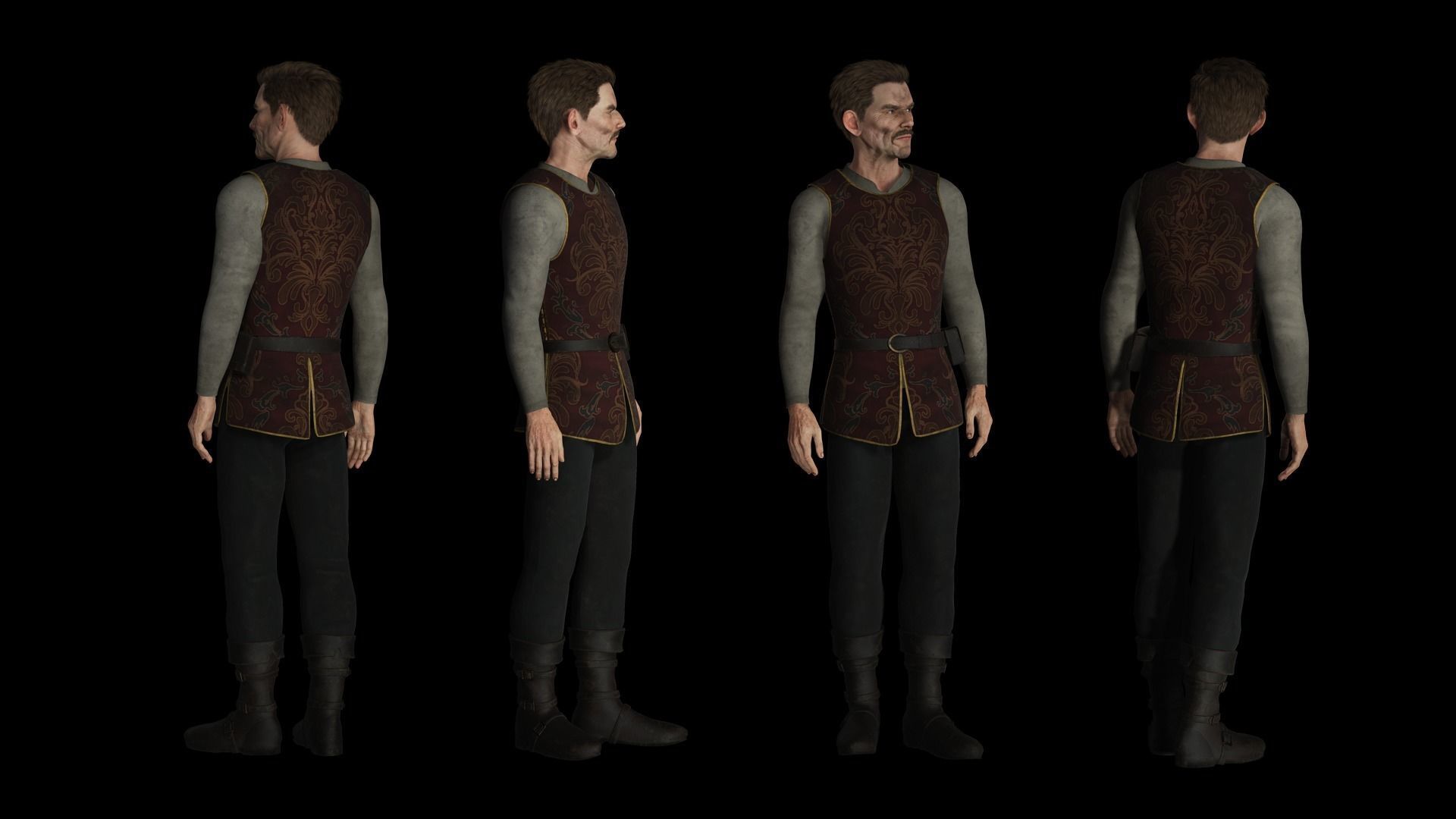 The Merchant Male - Fantasy Clothing Low-poly 3D model_10