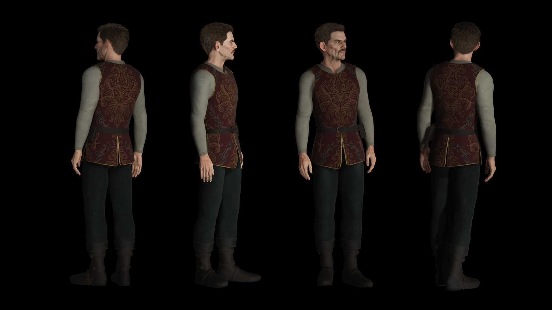 The Merchant Male - Fantasy Clothing Low-poly 3D model_9