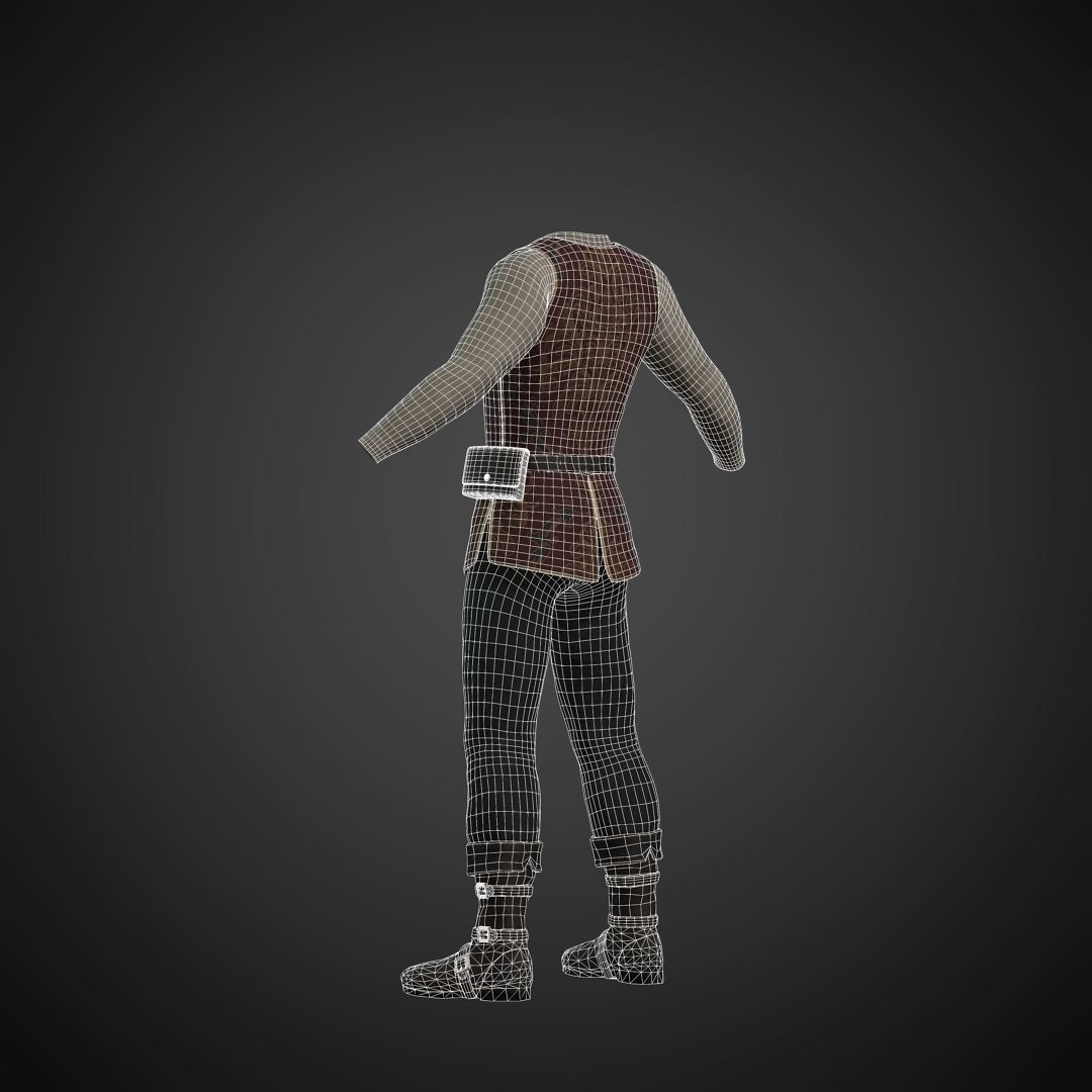 The Merchant Male - Fantasy Clothing Low-poly 3D model_6