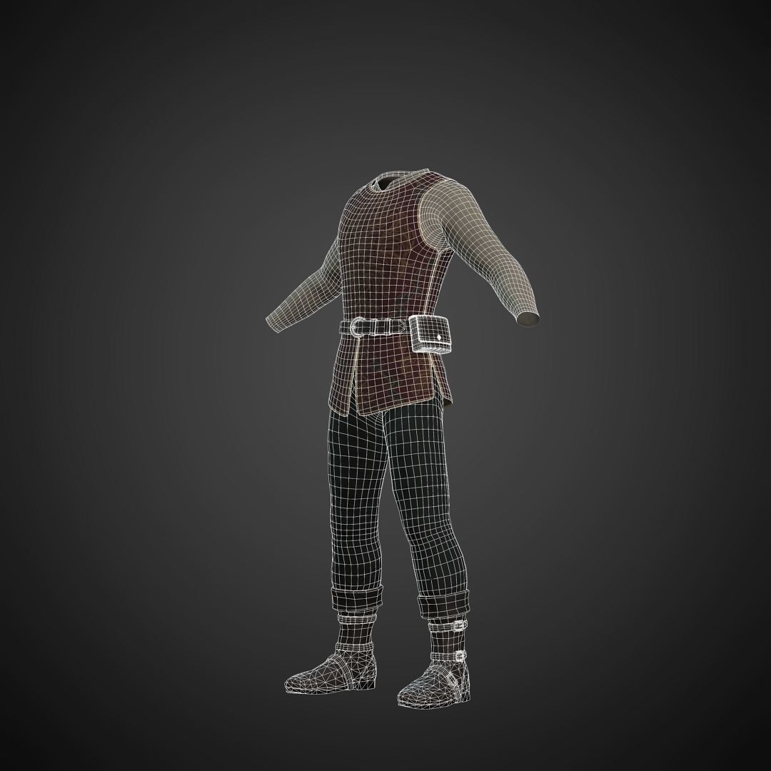 The Merchant Male - Fantasy Clothing Low-poly 3D model_8