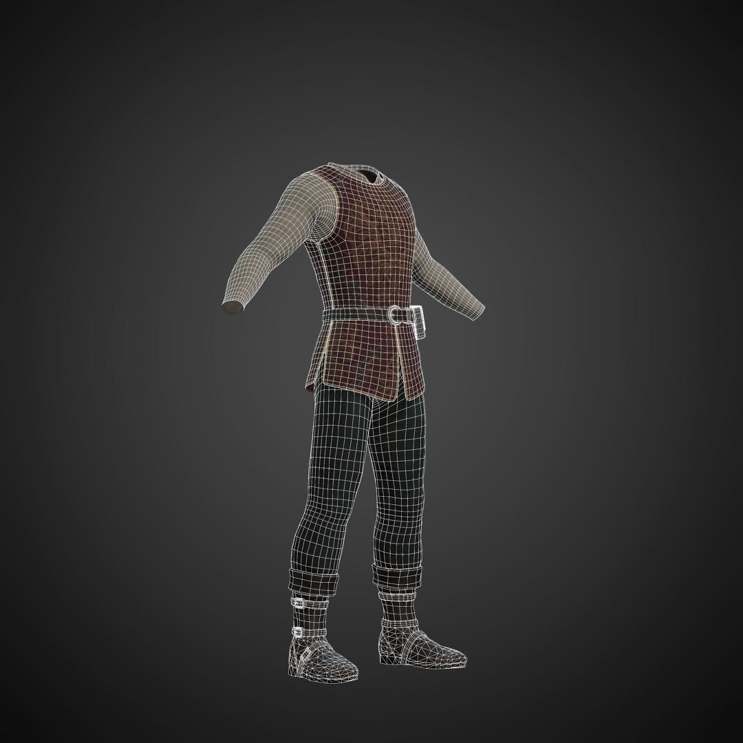 The Merchant Male - Fantasy Clothing Low-poly 3D model_2