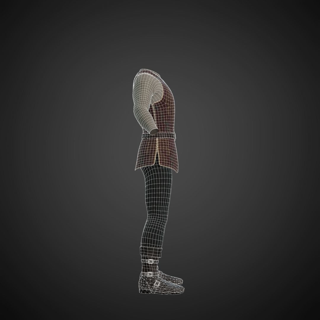 The Merchant Male - Fantasy Clothing Low-poly 3D model_3