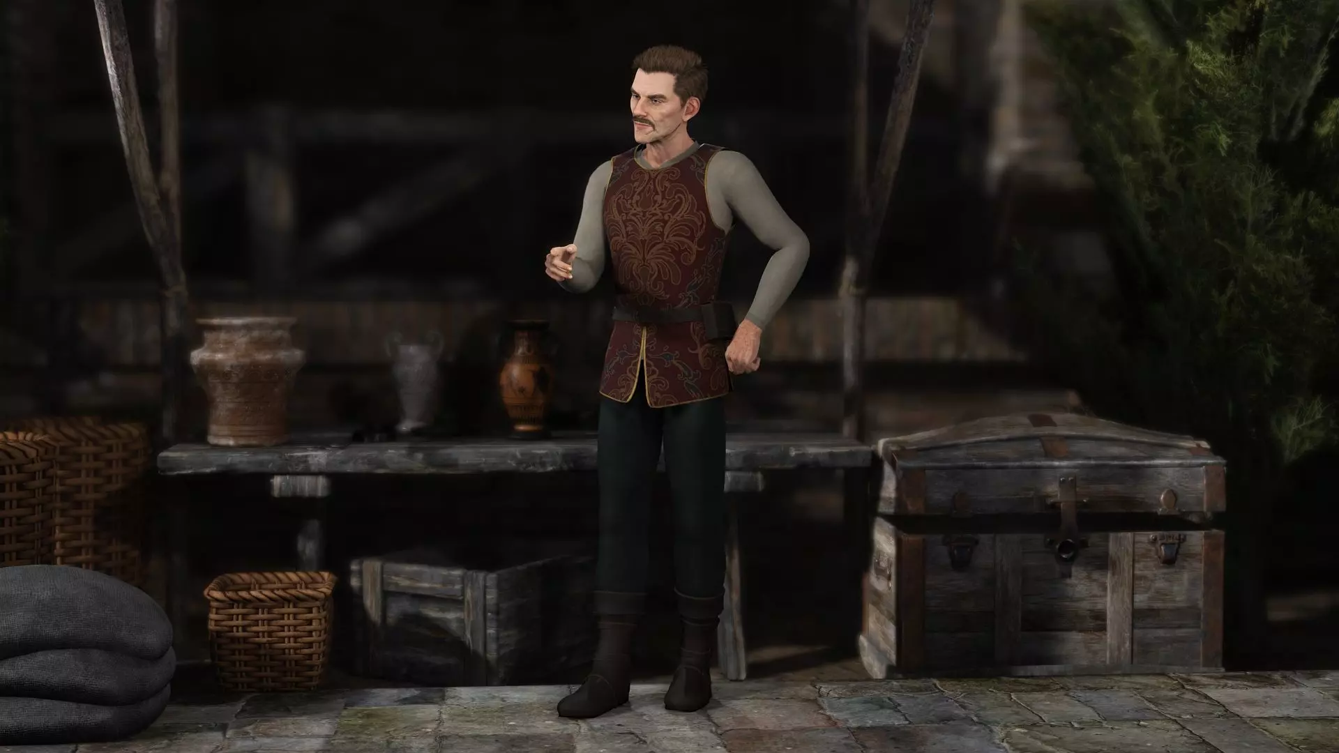 The Merchant Male - Fantasy Clothing Low-poly 3D model_0