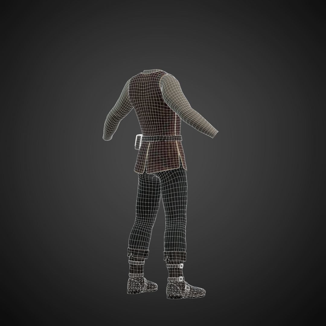The Merchant Male - Fantasy Clothing Low-poly 3D model_4