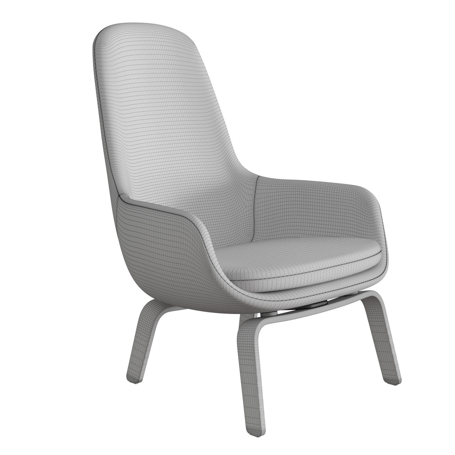 Era Wooden Lounge High Chair 3D model_4