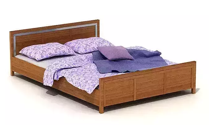 Wooden Bed With Cluttered Sheets