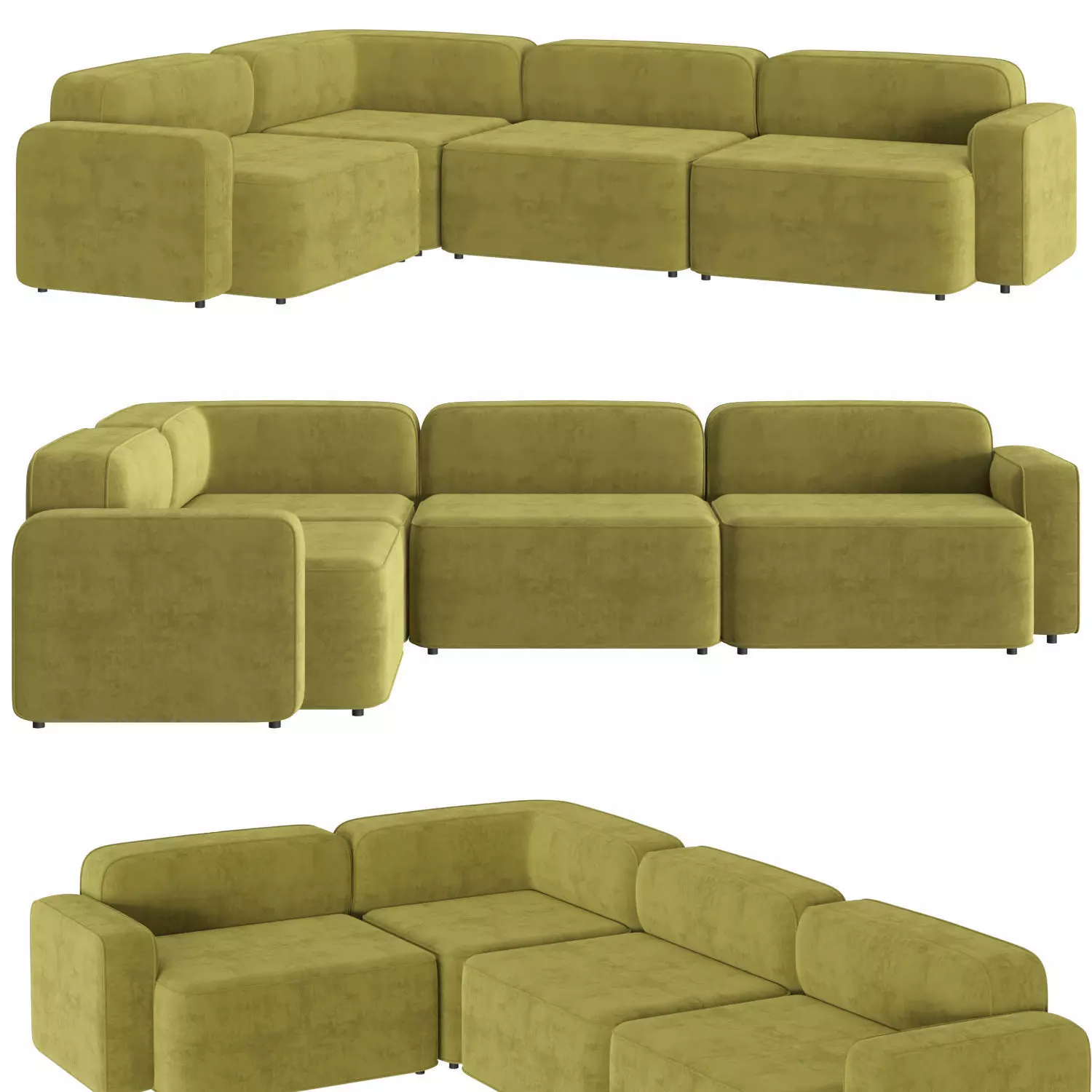 Rope Sofa 3 Seater Corner 3D model_0