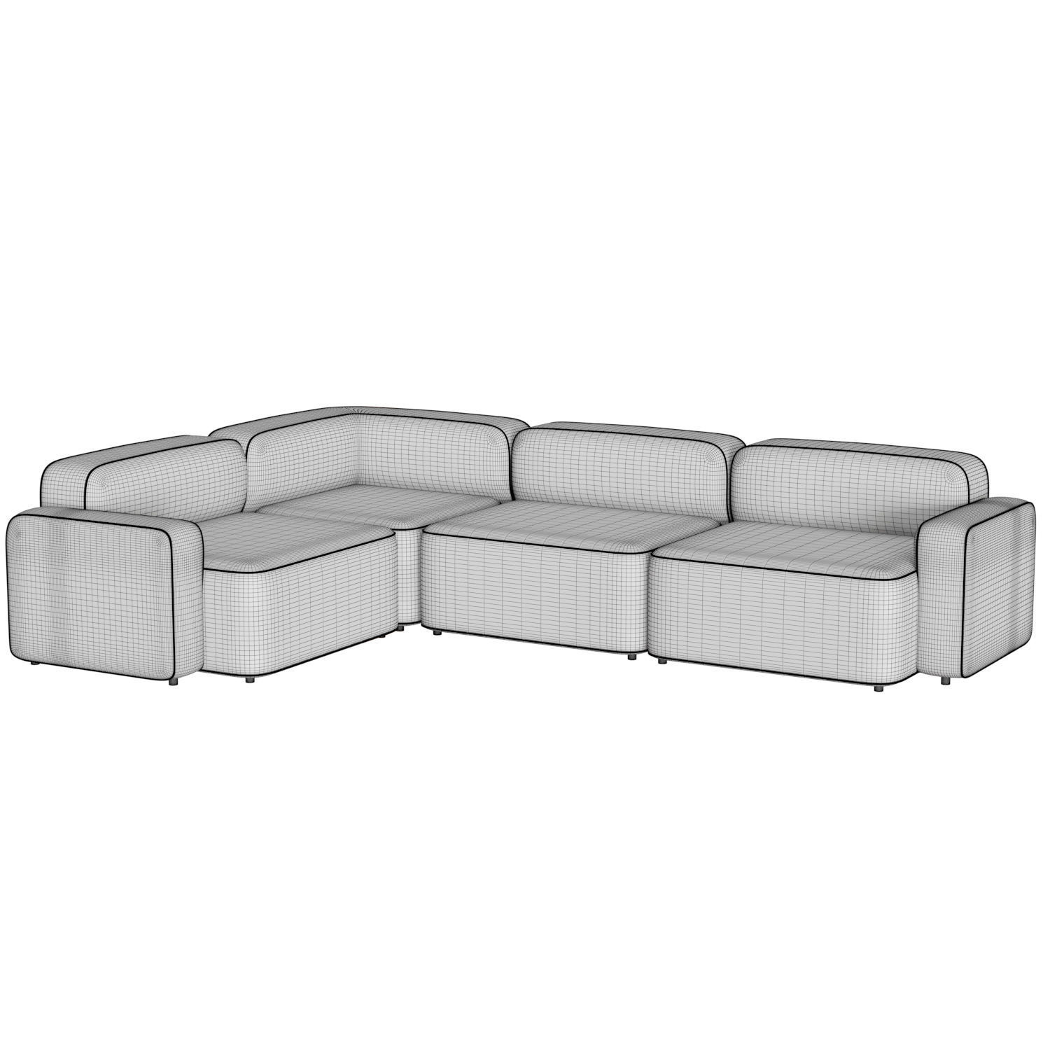 Rope Sofa 3 Seater Corner 3D model_4