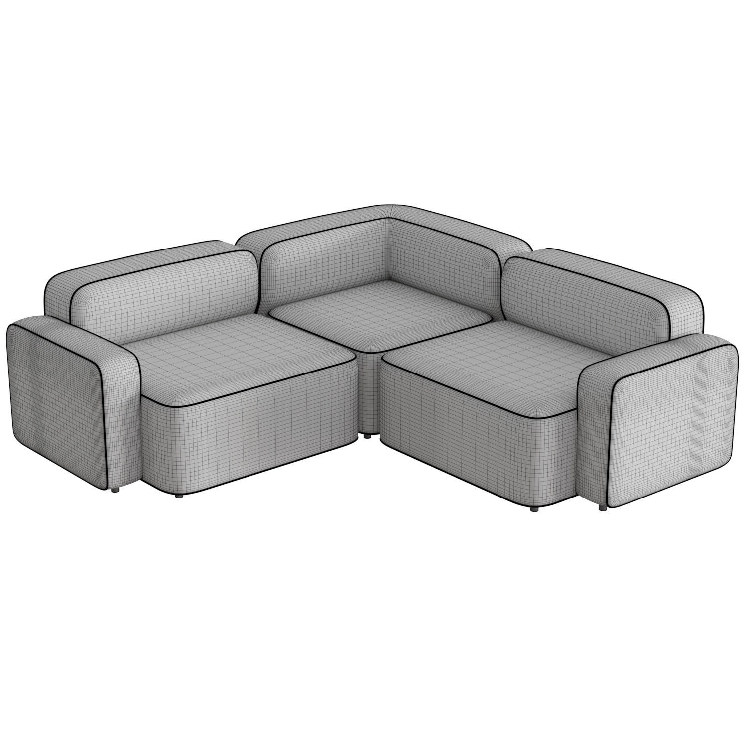 Rope Sofa 2 Seater Corner 3D model_4