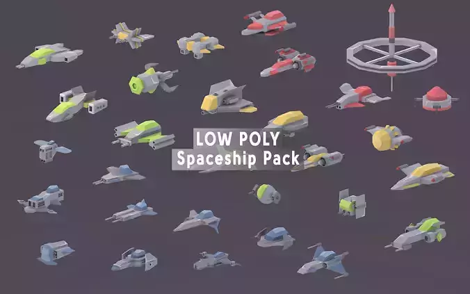 Low Poly Spaceship Pack Low-poly 3D model