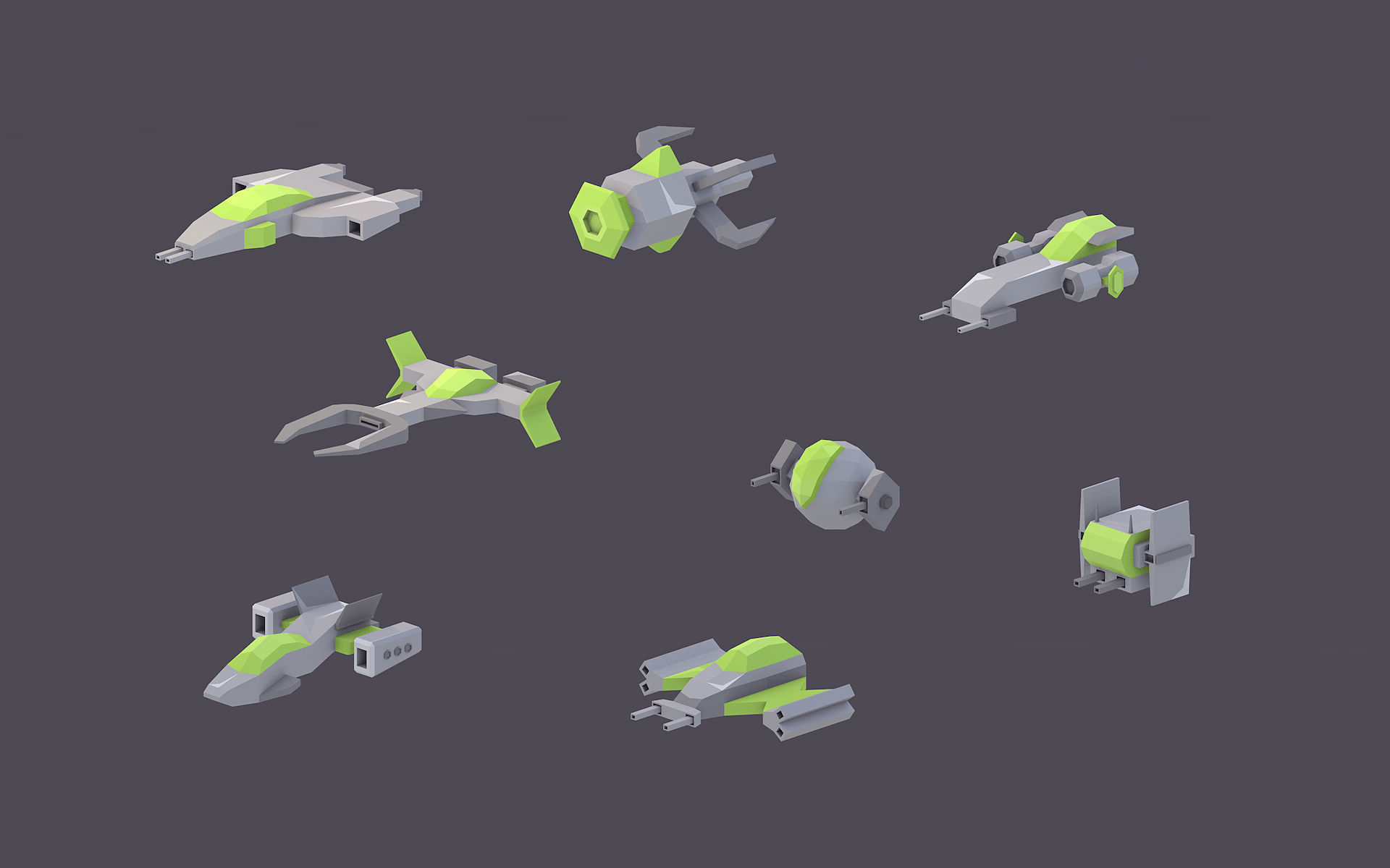 Low Poly Spaceship Pack Low-poly 3D model_3