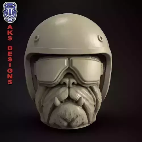 Bulldog biker version 2 flowerpot cum pencil box  3D print model