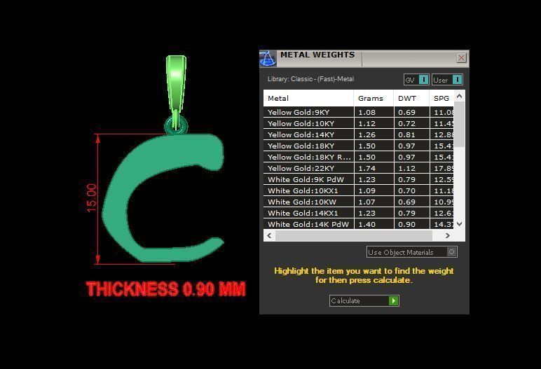 Pendant alphabet zaiedsloppy C small 3D print model_12